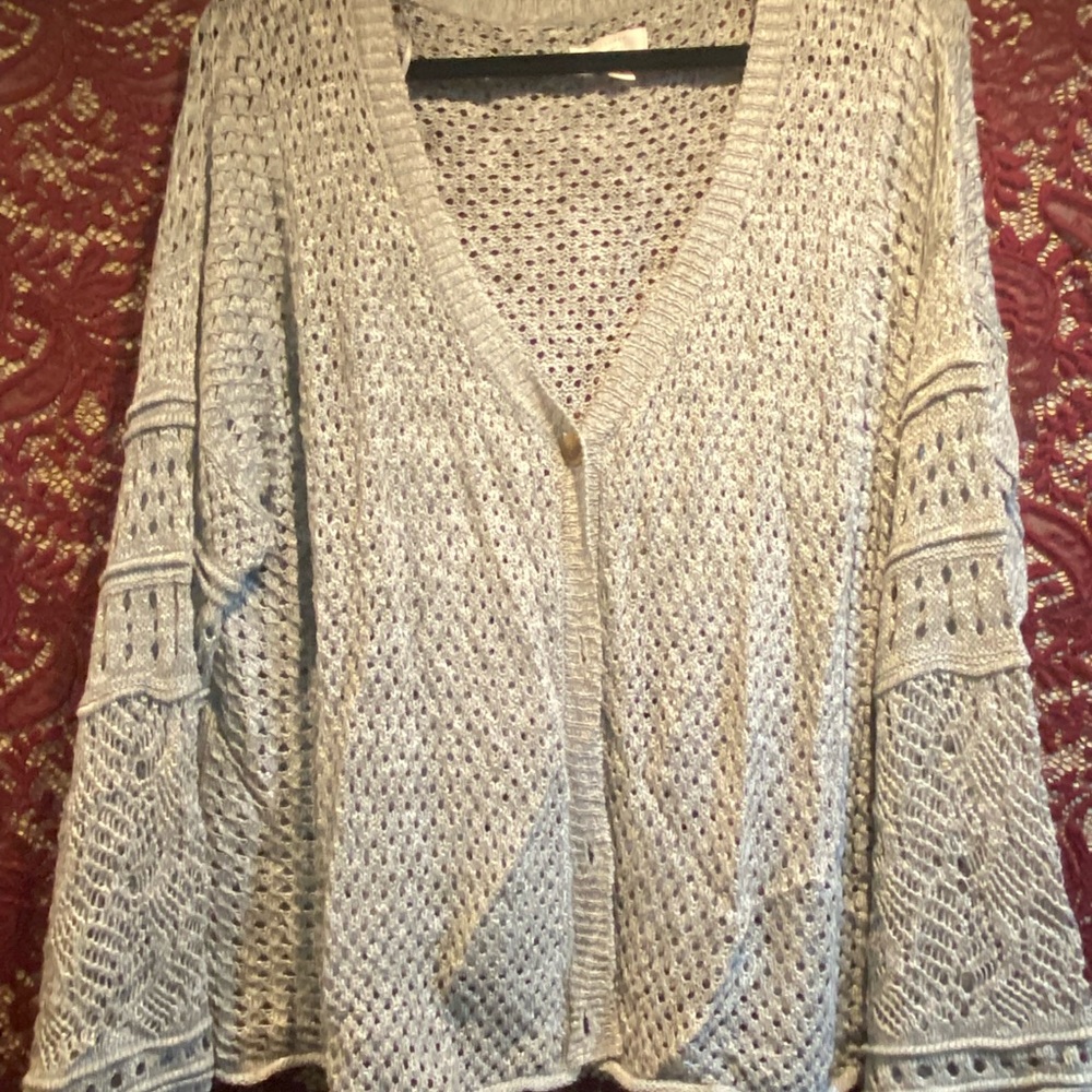 LC Lauren Conrad Light Gray Open Knit Cardigan